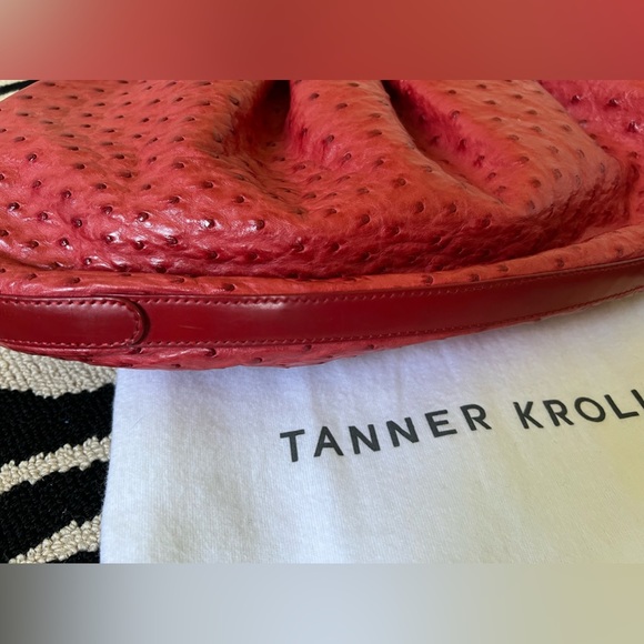 TANNER KROLLE Red Ostrich Shoulder Bag - Picture 13 of 14